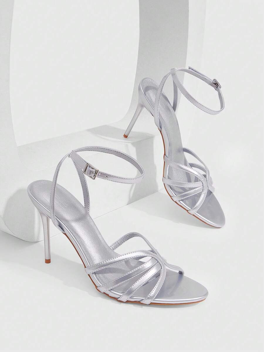 CUCCOO SZL Women's Fashion Pointed High-Heeled Sandals, Summer - Silver - View 1
