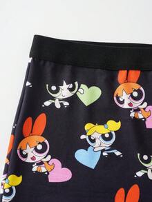 THE POWERPUFF GIRLS X SHEIN Women's Cartoon Print Camisole Style Lingerie Set - Black - View 6
