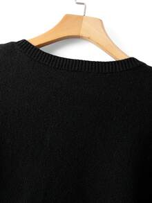 GlowEve CURVE Plus Size Elegant Fitted Pearl Button Round Neck Long Sleeve Cardigan Women Fall Winter Sweater Autumn Outfit - Black - View 7