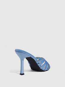 CUCCOO SZL Women's Fashionable Elegant Party Rhinestone Decorated Heeled Sandals Valentine's Day Spring Shoes Prom Heels Summer Shoes - Light blue - View 3