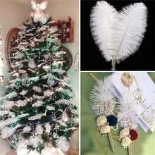 5pcs 20-40cm Artificial Ostrich Feathers, Black And White, DIY Craft Decorative Feathers, Suitable For Christmas, Weddings And Gift Packaging - multicolor - View 3