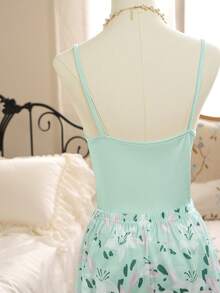 DUSKBASE Standard Size Women's Camisole Top And Lily Pattern Shorts Pajama Set - Multicolor - View 7