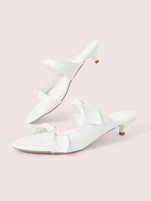 CUCCOO DOLLMOD Sandal Putih dengan Dua Pita dan Hak Rendah, Sandal Wanita Bergaya Manis - Putih - View 10