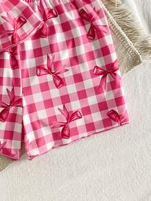 2 pièces Ensemble débardeur et short pour filles, tricoté doux confortable mignon et sucré avec motif imprimé sur tout le vêtement, meilleur cadeau pour les filles - Multicolore - Voir 6