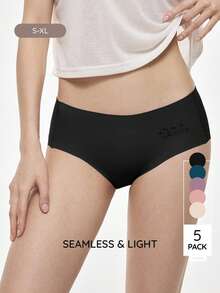Bralution 5pcs/Pack Seamless Solid Color Comfortable Underwear - Multicolor - View 11