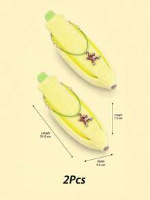 Zazumi 1pc/2pcs Flannel Storage Bag, Banana Plush Pencil Case, Cute Portable Niche Cartoon Multi-Functional Student Stationery Bag - multicolor - View 7