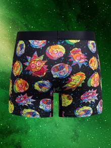 Rick and Morty X SHEIN Rick Pink Euphoria! Graffiti Men's Underwear, Extended Anti-Chafing, Essential For Sports Enthusiasts - Black - View 2