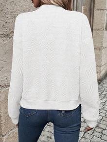 EMERY ROSE Chaqueta de manga larga de unicolor con cremallera, casual y versátil para uso diario y viajes para mujer - Blanco - Ver 2