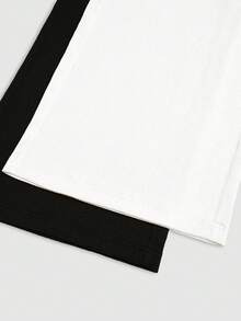 Sweetra Conjunto de 2 piezas de pantalones largos para mujer talla grande, negro + amarillo, tela texturizada con efecto burbuja y arrugas, sin elasticidad, versátil para el día a día, elegante minimalista casual, cintura ceñida, pantalones deportivos casuales de pierna ancha recta que estilizan, para uso diario - Blanco y Negro - Ver 10
