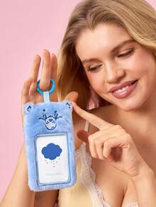 SHEIN X Care Bears 1 Túi đựng thẻ hình gấu xanh dễ thương, hình tai 3D, thích hợp để đựng các loại thẻ nhỏ như thẻ sinh viên, thẻ công ty, thẻ học sinh, thẻ giao thông, v.v., thiết kế cửa sổ PVC trong suốt, có thể treo lên túi xách. - Mã trung bình - Xem 2
