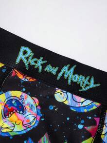 Rick and Morty X SHEIN Rick Pink Euphoria! Graffiti Men's Underwear, Extended Anti-Chafing, Essential For Sports Enthusiasts - Black - View 4