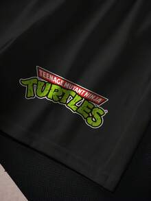 TEENAGE MUTANT NINJA TURTLES | SHEIN Young Boy Contrast Color Cartoon Print T-Shirt And Shorts Set - White - View 6