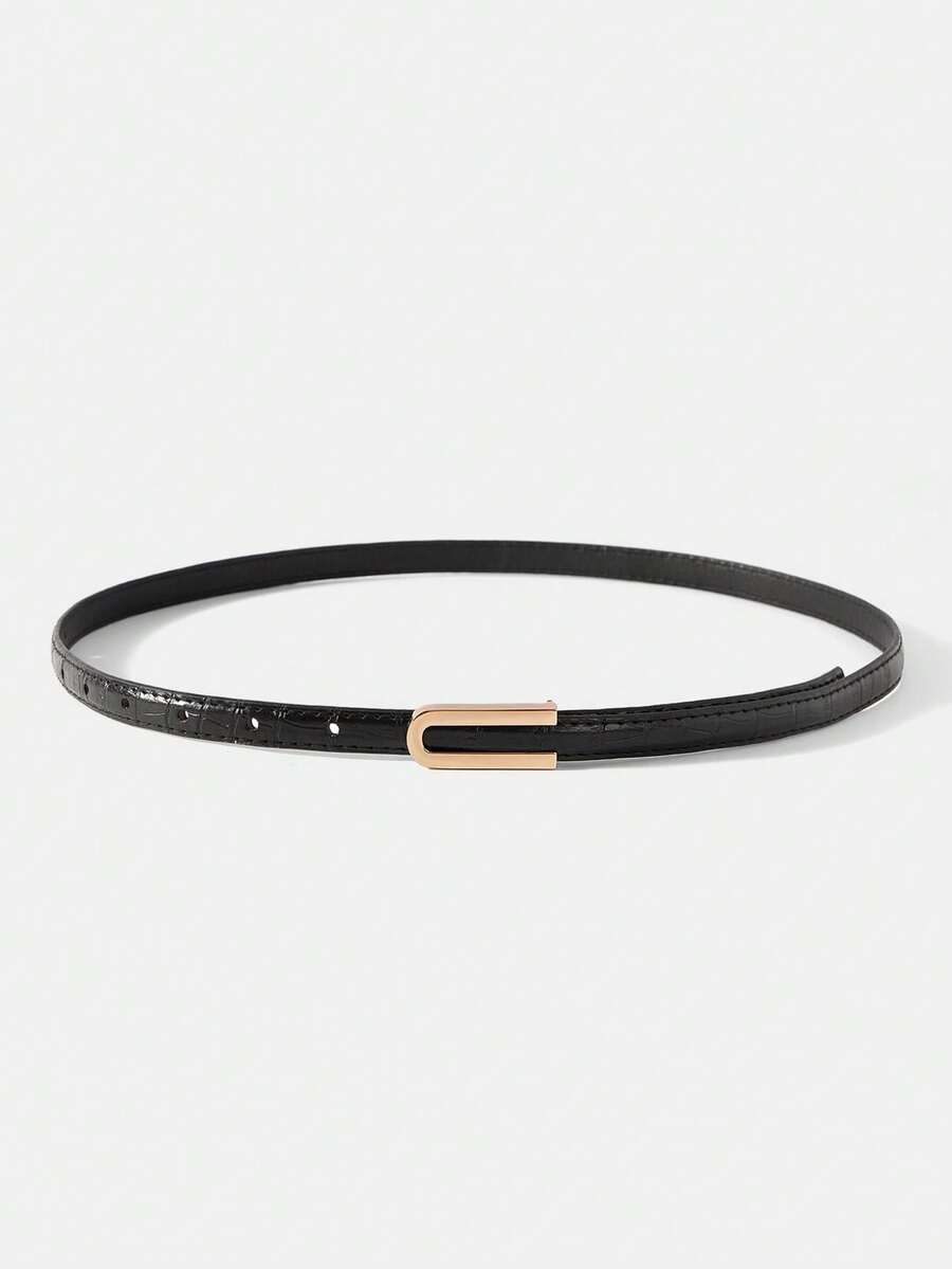 MOTF PREMIUM NEW U-BUCKLE TEXTURED THIN BELT - Black - View 2
