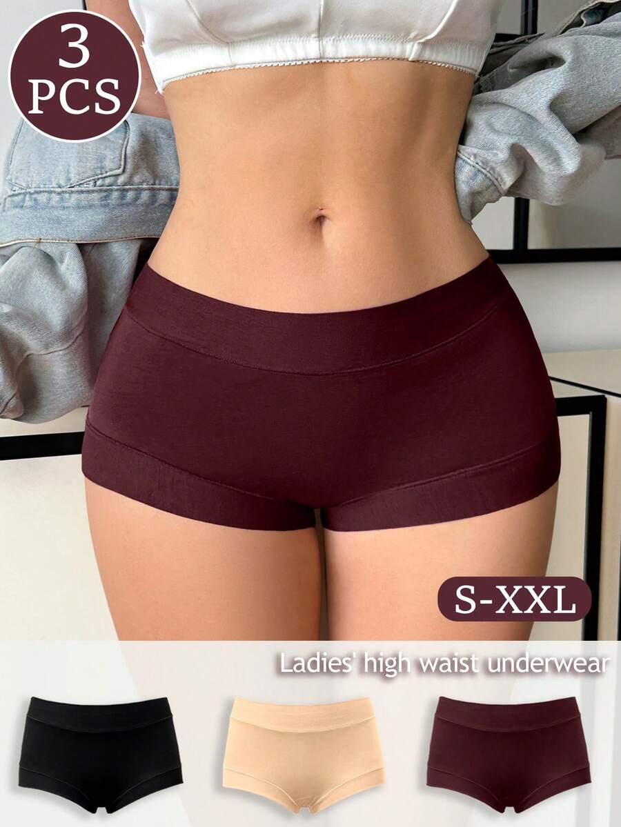 Wedaily 3件套舒适无痕中腰三角内裤,简约日常穿着 - 彩色 - 查看 1