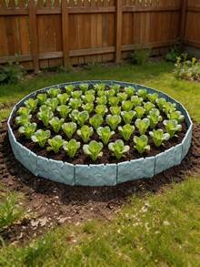 Set Of 20, Easy-To-Install Gray Stone-Patterned Plastic Garden Edging - Decorative Edging For Patios, Lawns, And Balconies, Perfect For Flower Beds And Landscape Borders - A - View 8