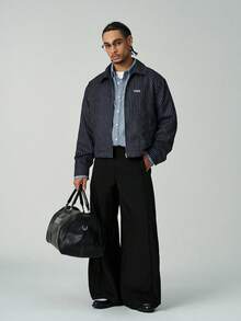 ÉpureWay 男士休闲藏蓝色白条纹短外套，春秋季 - 藍色 - 查看 2