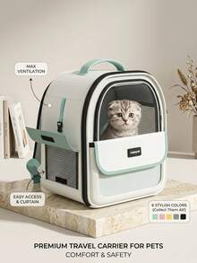 PETSIN 宠物背包，大型猫狗旅行背包，透明胶囊设计宠物包，猫狗用品，透气便携手提包，旅行包，圣诞节和情人节礼物 - 彩色 - 查看 5