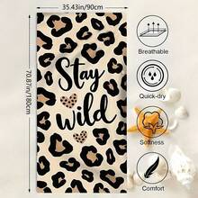 1 Peça Toalha de Praia de Microfibra Extra Grande & Ultra Macia - Estampa de Leopardo "Stay Wild", Secagem Rápida, Super Absorvente, Leve, Sem Areia, Ideal para Praia, Piscina, Camping & Viagem, Presente de Dia dos Namorados, Essencial de Praia | Design Inspirador - Caqui - Visão 13