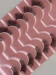 10 Pairs Half False Eyelashes Clear Band Cat Eye Short Soft 3D Faux Mink Natural Look Strip Lashes For Makeup - Black - View 5