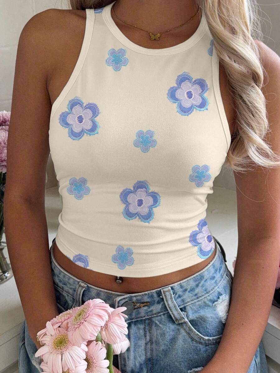 Modelyn 休閒極簡圓領修身女款背心,適合夏季 - 彩色 - 查看 1