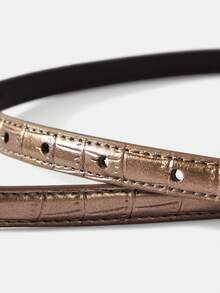 MOTF PREMIUM Cinturón con hebilla de botón en forma de rosa en oro rosa - Oro rosa - Ver 4