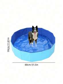 Blue Foldable Pet Bath Pool Portable Outdoor Dog Swimming Cat Wading Pool Drain Plug Design Easy Clean Multipurpose Use - Blue - View 6