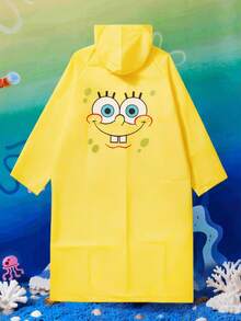 SpongeBob SquarePants | SHEIN معطف مطر مطبوع بنمط شارة 1، بونشو للبالغين، مجموعة متنوعة من الأحجام للاختيار من بينها، مناسب للرجال والنساء، قابل لإعادة الاستخدام، مناسب للتنقل والخروجات والسفر، إسفنجي - الغرض العام - مشاهدة 2