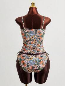 Swim Vcay Set Baju Renang Tankini Wanita dengan Motif Cetak, Gaya Kasual Elegan untuk Liburan - MultiWarna - View 2