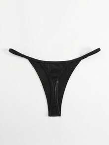 SHEIN Swim Bottom de bikini de unicolor y sexy para mujeres en verano - Negro - Ver 2