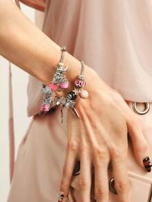 Popjeli DIY Summer Bb Pink Bracelet, Bear/Flower/Cross/Fashion - Pink - View 5