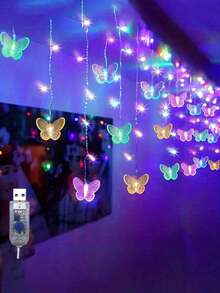 1PC Magical Butterfly LED String Light - 96 LEDs, USB, Copper Wire Fairy Lights For Room, Bedroom, Christmas, Wedding, Party, Dorm, Patio Decor (No Remote, No Battery) - polychromatic light - View 17