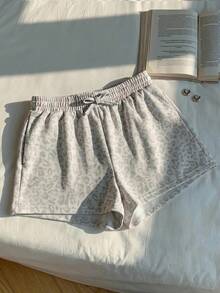 SHEIN Shorts informales con cordón y estampado de leopardo para niñas preadolescentes - Albaricoque - Ver 6