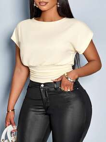 SOLERSUN Camiseta de talla grande de verano sexy de unicolor sin espalda - Albaricoque - Ver 8