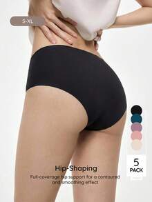 Bralution 5pcs/Pack Seamless Solid Color Comfortable Underwear - Multicolor - View 3