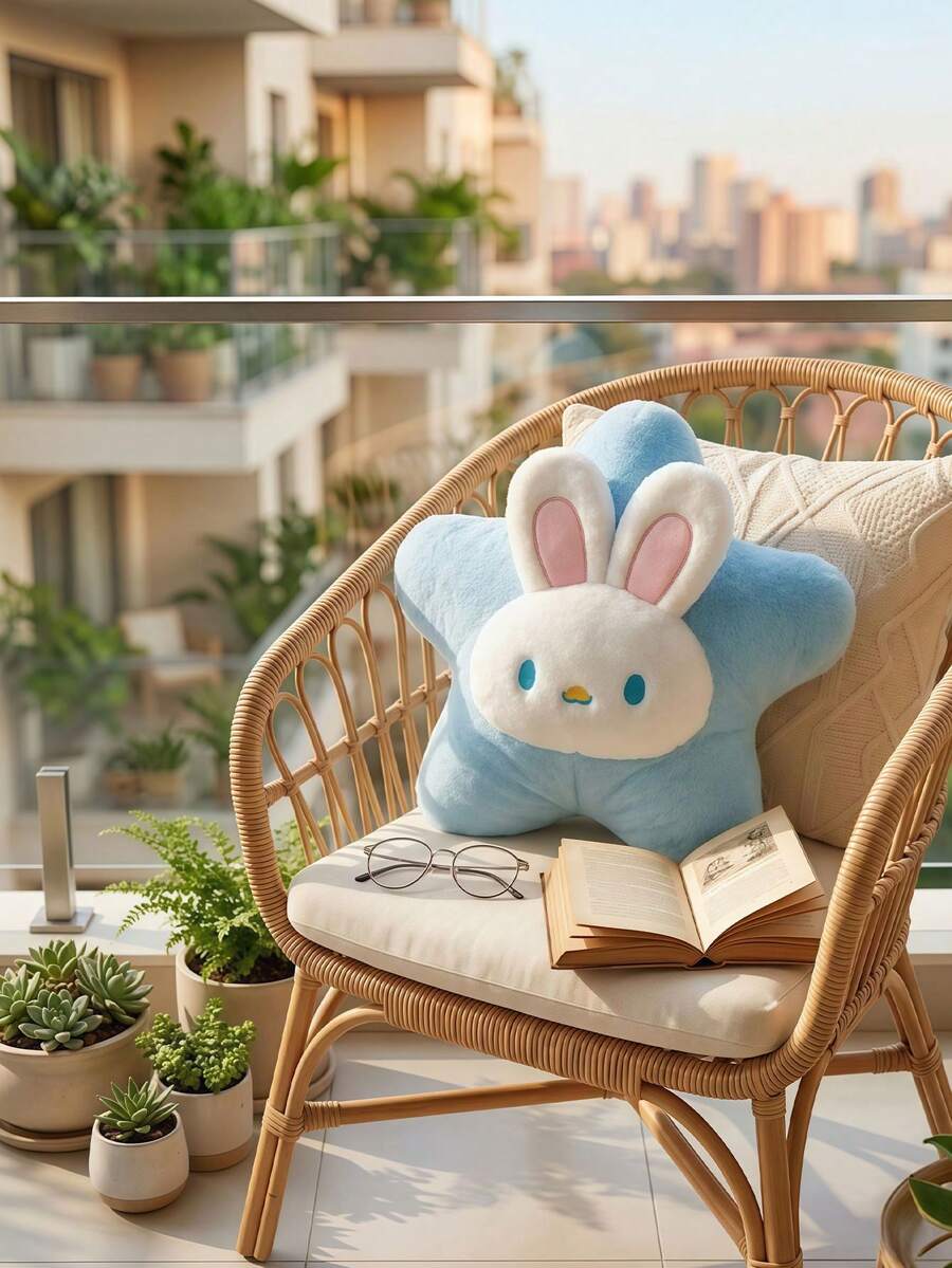 POKOJA LAND 1 Stück süßes Hase Stern Plüschkissen (Blau/Lila/Rosa). Heilendes sternförmiges Kissen mit Hasenohren. Dekorative Dekoration für Schlafzimmer & Sofa. Durchdachtes Geschenk für Tierliebhaber & Freunde. - Verschiedenfarbig - Übersicht 1
