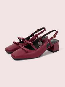 CUCCOO DOLLMOD Sepatu Mary Jane Gaya Retro Prancis Terbaru dengan Pita dan Hak Blok, Anggun & Elegan, Cocok untuk Hari Valentine, Natal, dan Musim Semi. - Bourgogne, - View 5