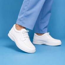 Zapato Piel Autentica, Laboratorio, Enfermería, Casual, Trabajo, Confort, Mod. 5001 - Blanco - Ver 1