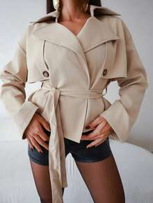 Maju Mazalli Women Trench Coats,Graduation,Teacher,Back To School In Fall/Winter - Apricot - View 5