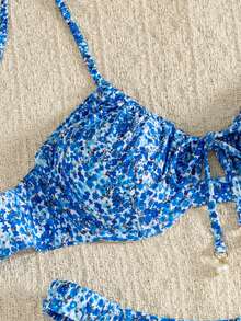 Swim Mod Vacation Beach Ditsy Floral Two-Piece Swimsuit Set - Multicolor - View 4
