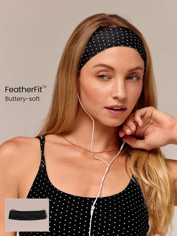GLOWMODE FeatherFit™ Warm-Up Sweat-Wicking Stretchy Non-Slip Grips Headband Yoga Pilates Gym Workout Training Daily Active Wear