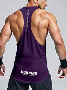 GymBeat 男士字母印花日常健身運動背心，健身房適用 - 彩色 - 查看 3