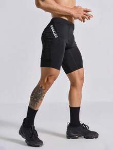 Gym Rark Men's Letter Print Athletic Compression Shorts, Gym - Multicolor - View 3