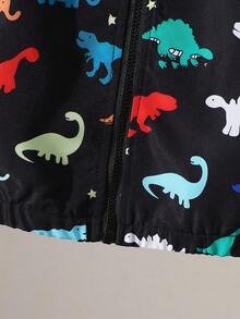 SHEIN Chaqueta con capucha casual con estampado de dinosaurio para bebé niño primavera/otoño - Negro - Ver 6