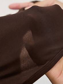 INAWLY Bodysuit Wanita Warna Polos dengan Desain Tali Rantai, Model Halter Neck, Cocok untuk Acara Malam, Musik, Pesta, Musim Panas, Warna Cokelat Tua, Seksi - Coklat - View 3
