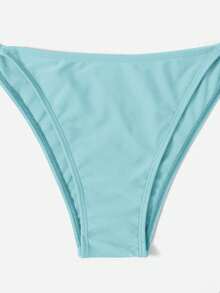 Swim Vcay Women's Vacation Pleated Solid Color Halter Tie Sexy Bikini Two-Piece Swimsuit Set - Baby Blue - View 5