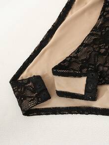 SHEIN Franclia 女士优雅约会度假蕾丝连体衣，夏季 - 黑色 - 查看 6