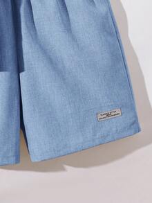 SHEIN Teen Boy 2pcs Teen Boy Casual Versatile - Baby Blue - View 4