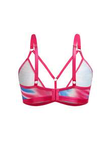 AltBold Sexy Series Colorful Print Hollow Strap Plus Size Bra 1pc/Pack - Hot Pink - View 2