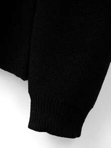 GlowEve CURVE Plus Size Elegant Fitted Pearl Button Round Neck Long Sleeve Cardigan Women Fall Winter Sweater Autumn Outfit - Black - View 8