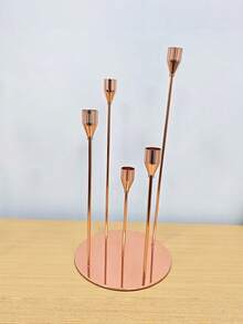 1pc Elegant And Slender Five-Arm Candlestick, Romantic Metal Long-Handled Candlestick, With Widened Base To Prevent Tipping, Romantic Valentine's Day Decoration Candlestick, Elegant Centerpiece For The Dining Table - High Stability Model - View 10